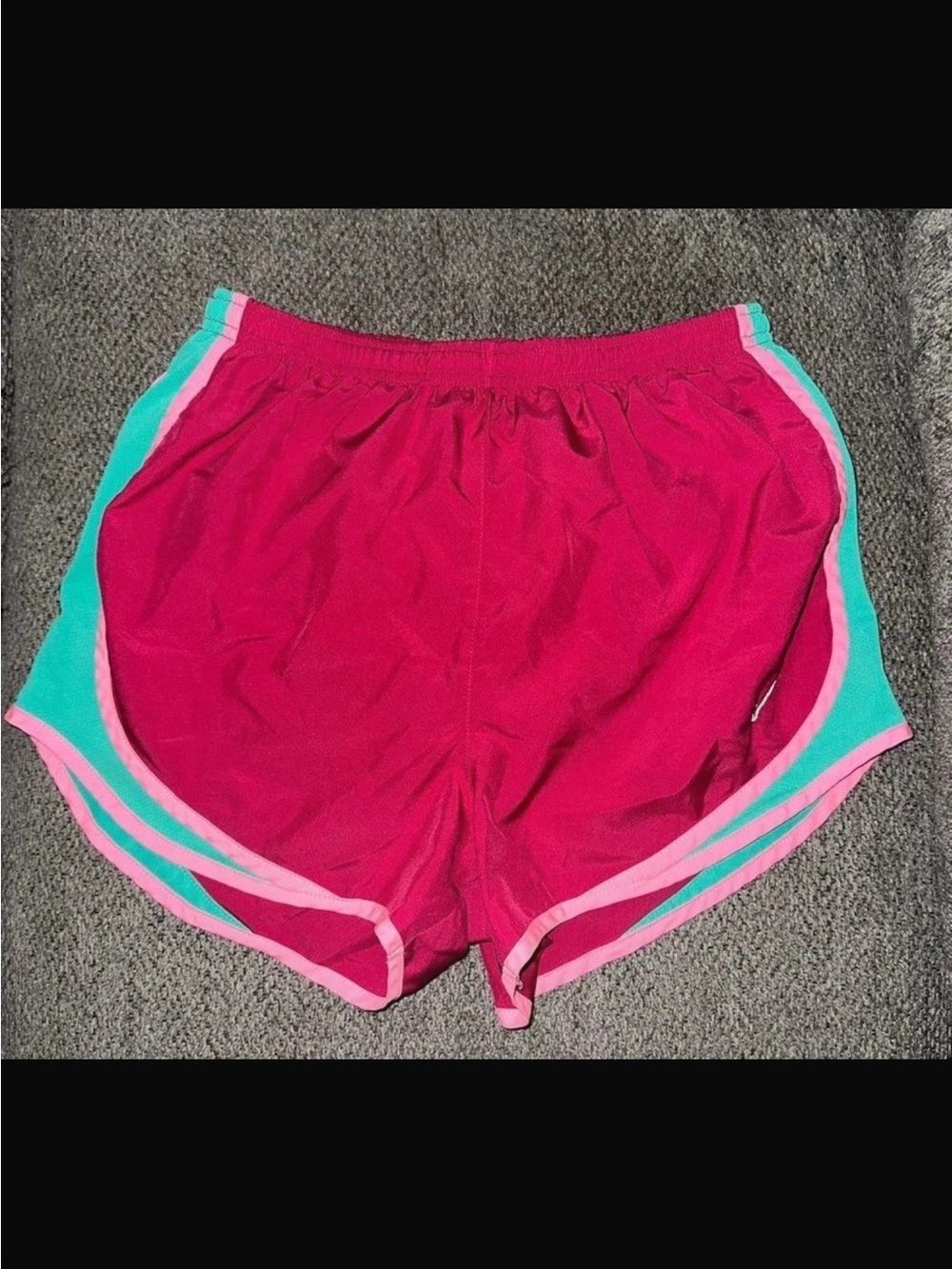 Nike Women's Hot Pink Athletic Shorts with Teal and Light Pink Trim